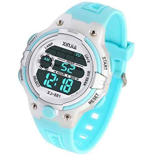 Reloj Digital para Niña Niño,Chicos Chicas 50M Impermeable Deportes al Aire Libre LED Multifuncionales Relojes de Pulsera con Alarma(Azul)