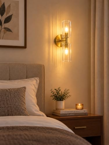 Image of Antique Modern Single Black Wall Light with Golden Crystal Acrylic Glass Shade Hanging Sconce Lamps Design for Bedroom Living Room Bathroom Bedside Vanity Hall Home Decor Hotel Bar (Antique Brass)