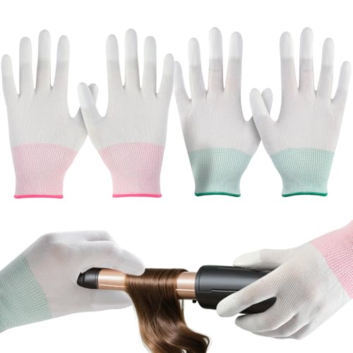 Maxmoc 2 Pairs Heat Gloves for Hair Styling Heat Protection Gloves for Hair Styling Heat Resistant Glove Heatproof Glove for Curling Flat Iron and Curling Wand