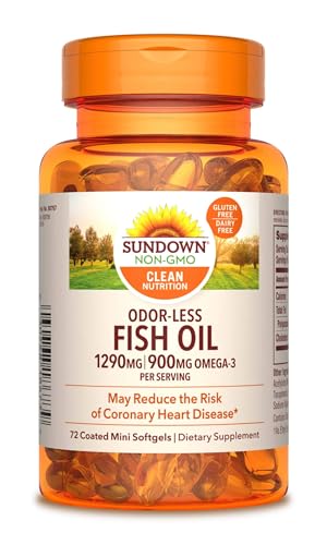 Sundown AUS-373 Odorless Fish Oil, 1290Mg, Omega 3 Dietary Supplement cover