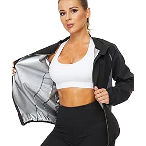 NINGMI Sauna Suit for Women Sweat Jackets Workout Shirt Long Sleeve Slimming Tops Zipper Body Shaper Fitness Gym Exercise