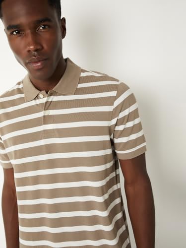 Image of Max Men's Half Sleeves Regular Fit Striped Polo T-Shirt
