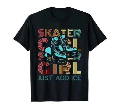 Retro Skater Chica Vintage Hielo Figura Patinaje Deportes de Invierno Camiseta