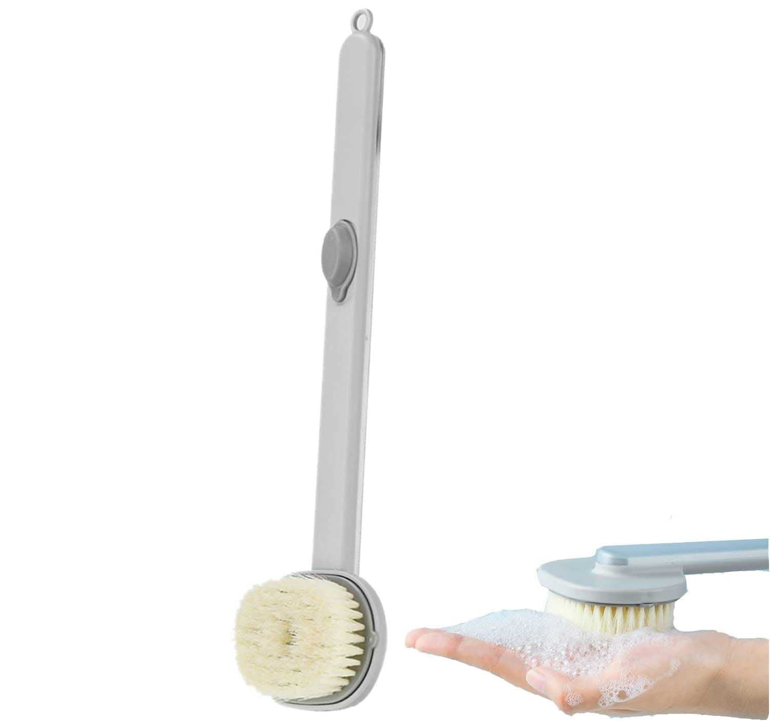 greenpoint Long Handle Liquid Bath Brush, Multifunctional Detachable Back Body Bath Shower Sponge Scrubber Brushes with Handle Massager, Clean The Body Easily (Grey)
