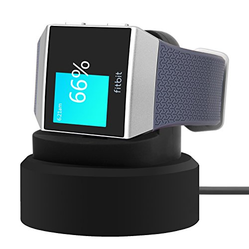 VODKE XMS484 Silicone Charging Dock Station Holder Stand with Cable for Fitbit Ionic Smart Watch, Black
