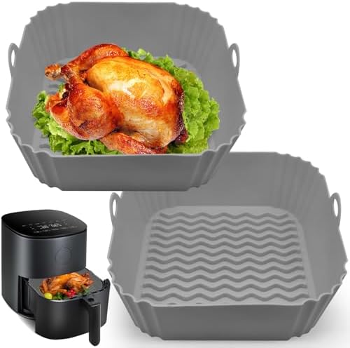 Silicone Air Fryer Liners, 8” Square 4 to 7 QT Reusable Heat Resistant Food Grade Airfryer Silicone Liners Inserts Baskets Bowl Accessories for COSORI Instant Vortex CHEFMAN Air Fryer Oven Microwave Silicone Air Fryer Liners, 8” Square 4 to 7 QT Reusable Heat Resistant Food Grade Airfryer Silicone Liners Inserts Baskets Bowl Accessories for COSORI Instant Vortex CHEFMAN Air Fryer Oven Microwave