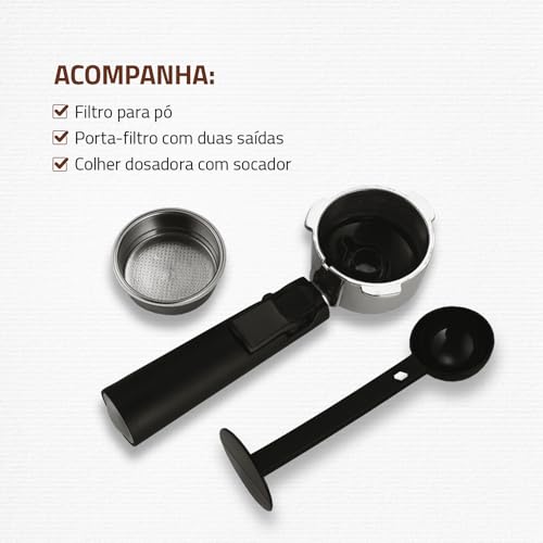 Cafeteira Espresso Dolce Crema 20 Bar, Mondial, Preto/Inox, 1200W, 220V - C-20-EC