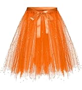 Karneval Tüllrock Damen Erwachsene Glitzernder Tütü Röcke Puffy 80er Tüll Unterrock Minirock Pett...