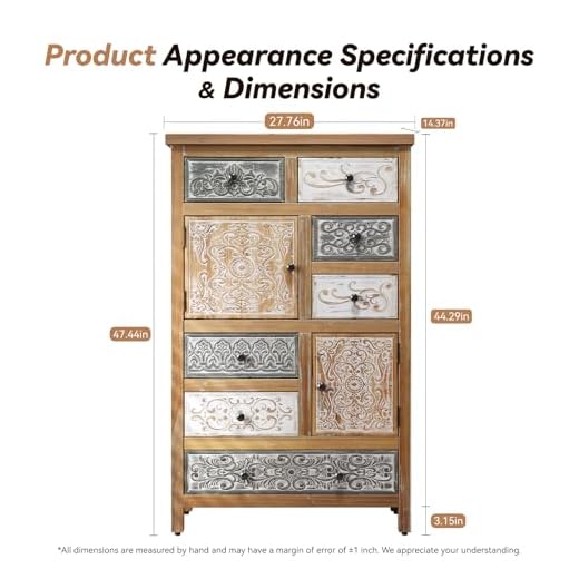 Rustic Boho Tall Dresser with Storage