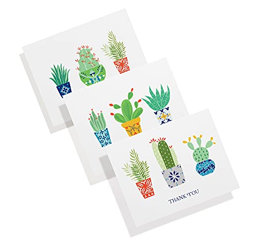 Image of Twigs Paper Cacti Thank You Cards, 24 Blank Note Cards with Envelopes
