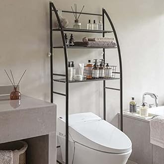Lukzer Toilet Rack for Bathroom Multipurpose Storage Organizer Shelves Stand for Home, Garage, Balcony (Black/166 x 25 x 65 cm) CH-368