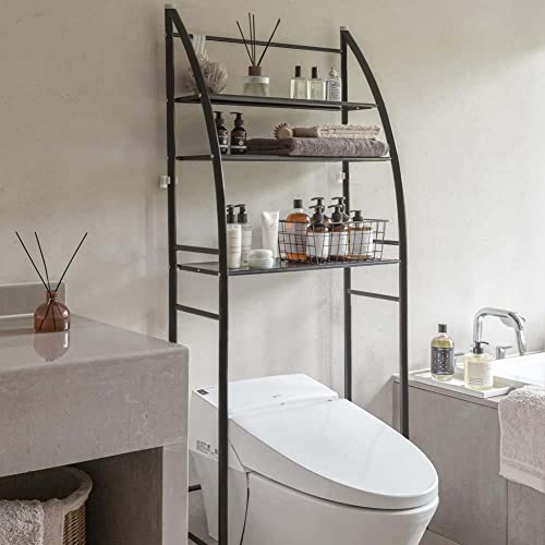 Lukzer Toilet Rack for Bathroom Multipurpose Storage Organizer Shelves Stand for Home, Garage, Balcony (Black/166 x 25 x 65 cm) CH-368