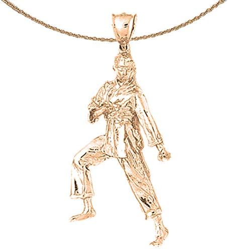 Jewels Obsession Martial Arts Karate Necklace | 14K Rose Gold Martial Arts Karate Pendant with 18" Necklace
