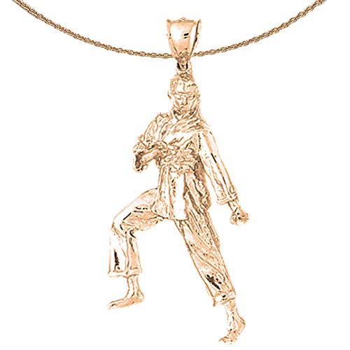 Jewels Obsession Martial Arts Karate Necklace | 14K Rose Gold Martial Arts Karate Pendant With 18" Necklace #TOP22