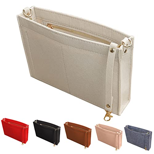 MISIXILE Felt Purse Insert Organizer with Zipper And Gold Buckles