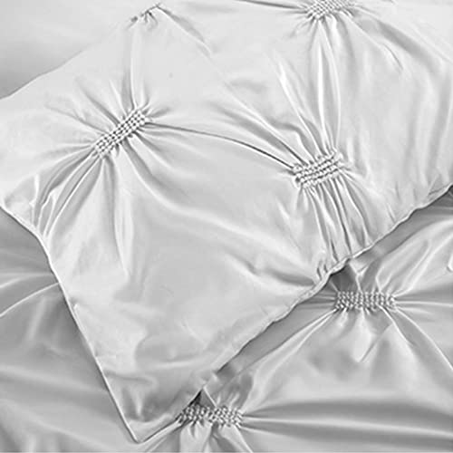 Wczdj Pintuck Elastic Embroidery Duvet Cover,Ultra Soft Microfiber Comforter Cover Set,Breathable Comfy Bedroom Bedding Sets For Girl-White A King 264X229Cm(104X90Inch) #TOP2
