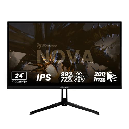 Image of Arozzi Gaming Monitor Nova 24 inch IPS 200Hz - Computer Monitor Full HD 1080p - Adaptive Sync, HDR10 & Flicker Free Display - 99% sRGB Color Accuracy - PC & Console Ready - Black