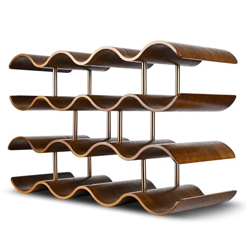 Countertop 14-Bottle Wooden Wine Rack (Walnut Wavy) - TRUDING