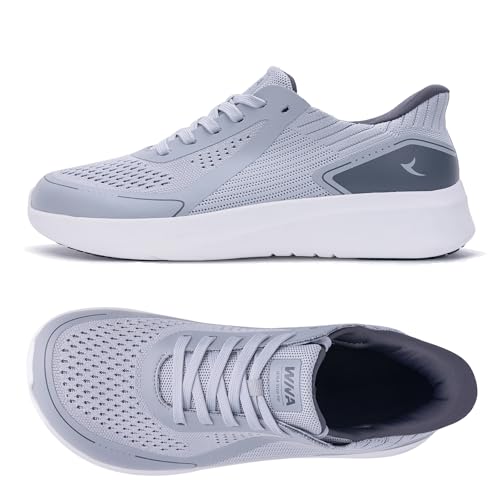 Mens Wide Toe Walking Shoes | Zero Drop Minimalist Tennis Sneakers for Men | Slip On Arch Support Orthotic Shoes for Plantar Fasciitis