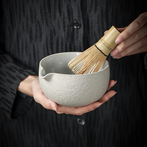 Japanese Natural Rock Texture Matcha Chawan (Pouring Spout) With Whisk Rest, 18 Oz. Teanagoo, K13, Lt. Grey, Matcha Tea Bowl, Ceramic Bowl, Tea Bowls For Matcha, Matcha Bowl Ceremonial Accessories… #TOP5