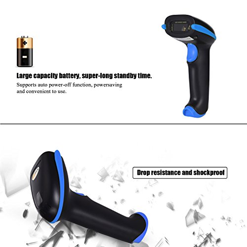 WoneNice Barcode Scanner Wireless 2-in-1 (2.4Ghz Wireless+USB 2.0 Wired) Handheld Bar Code Scanner Reader with USB Receiver for Store, Supermarket, Warehouse - Thumbnail 7