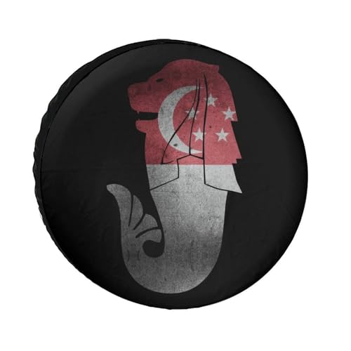 Singapore Flag Merlion Singaporean Lion Spare Tire Cover Oxford Waterproof Wheel Protectors Universal Car Accessories 32inch