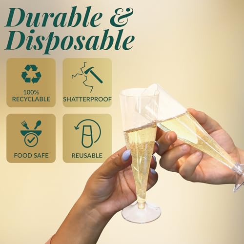 image for Reli. Champagne Flutes Plastic | 100 Pack | 4.5 oz - Clear | Premium P