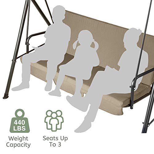 image for PAMAPIC Patio Swing Chair, 3-Person Outdoor Canopy Swing, Proch Swing 