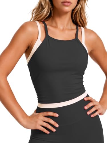 Aoysky Womens 2 Piece Workout Sets Padded Tank Top High Waist Leggings Set
