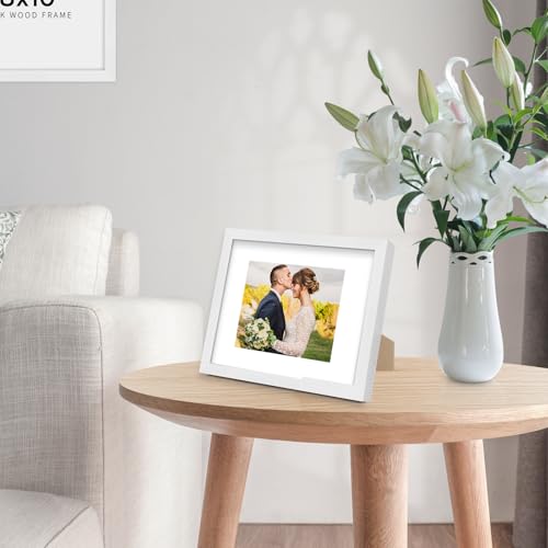 puthiac 5x7 Oak Wood Picture Frame - Minimalist 5x7 Picture Frame, 5"x7" Frame Wood, Natural Solid Wooden Picture Frames for Wall Art Photo and Prints(3 Pack, White)