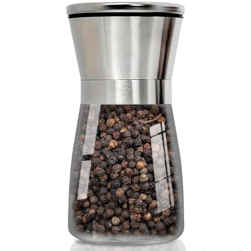 Salt and Pepper Grinder,Premium Stainless Steel,Manual Salt and Pepper Mill with Adjustable Coarseness for Spices and Seeds Fits in Home, Kitchen, Outdoor(No Salt and Peppercorns) (Medium 1PCS)