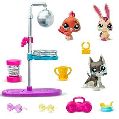 Littlest Pet Shop - Disco Nights Play Pack, Gen 7 Authentic LPS Bobble Head Toy Figure, Collectible Toy Animal, Ages 4+