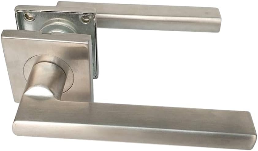 Door Handle Square Entry Door Lock Stainless Steel 3 Lever Handle Lock No Key Wear-resistant for Hallway Closet and Laundry Doors Indoor Passage Door Easy Installation
