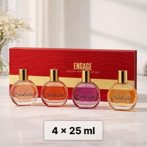 Image of Perfumes (Personalized Engage Luxury Perfume Gift Set for Women 4x25ml | Premium Engage Eau De Parfum Collection | Long Lasting Scents Yang Femme Fantasia Verona | Luxury Gift Box for Her)