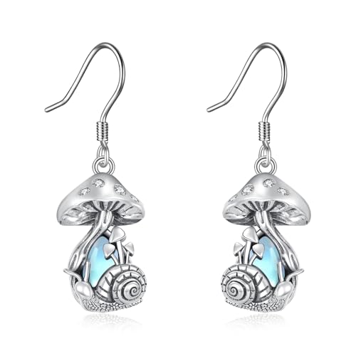 Boucles d'oreilles champignon en argent sterling et pierre de lune véritable
