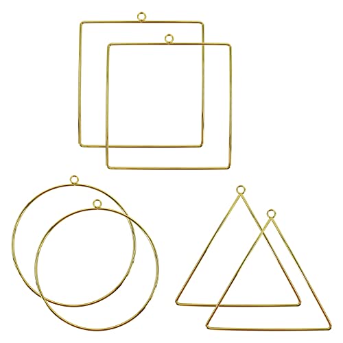 HYDDNice 6 Pieces of Metal Floral Hoop Wreaths Metal Floral Hoop Wreath Round Triangle Square Hoop Frame fit for Flower Garland Hanging for DIY Flower,Wall Hanging,Wedding Wall Decor,School and etc. - Thumbnail 2