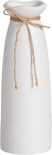 Ducige White Ceramic Flower Vase 8.27" Tall - Modern Home Decor for Living Room, Bedroom, Fireplace, Dried Flowers, Perfect Gift