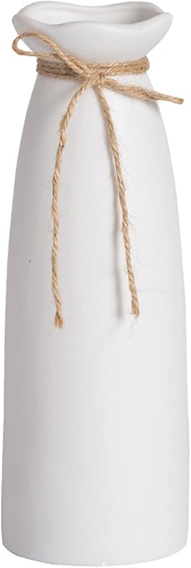 Florero de cerámica blanca, florero seco para decoración moderna del hogar, apto para vestíbulo, sala de estar, chimenea, dormitorio, cocina, regalo decente, 8.27 pulgadas de alto