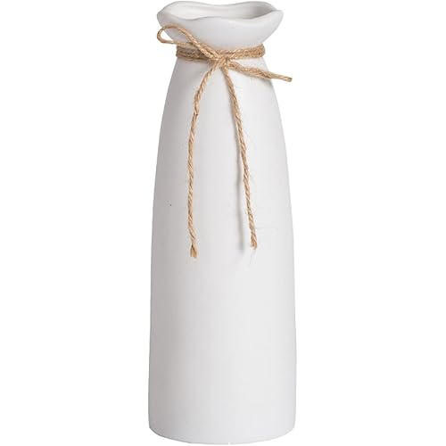 White Ceramic Vase-Flower Vase Dried Flower Vase for Modern Home Decor, Fit for Foyer Living Room Fireplace Bedroom Kitchen,Decent Gift, 8.27" H