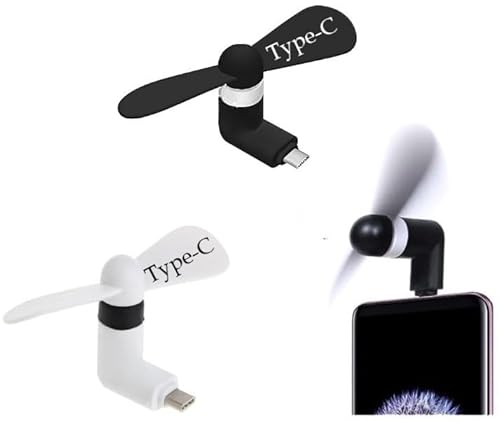 Mini Type-C Fan Combo Pack of 2 Pcs. High Speed Type C Fan for All Type C Android Mobiles Smartphones & Type c Devices, Multi-colour (Pack of 2)