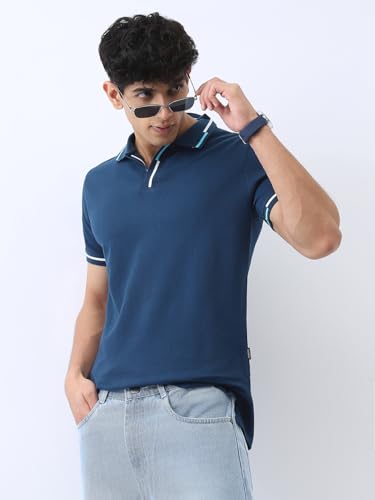 Image of Urbano Fashion Men's Solid Regular Fit Half Sleeve Cotton Polo T-Shirt
