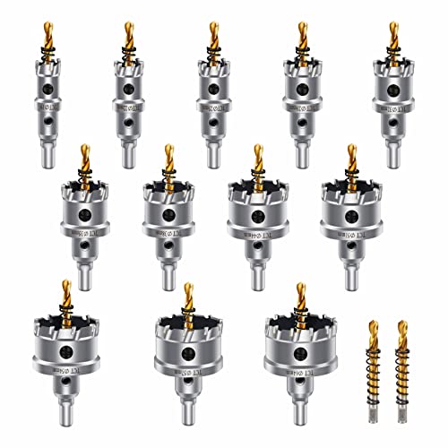 Dashap 14Pcs Carbide Hole Saw Kit, Tct Hole Saw Set For Metal With 2 Extra Drill Bits, Tipped Tooth Cutting Hole Saw Within 3/4" To 2-1/2" Cutting Diameter #TOP7