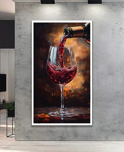 Toile vin rouge moderne de 55x100cm sans cadre pour décoration murale de bar