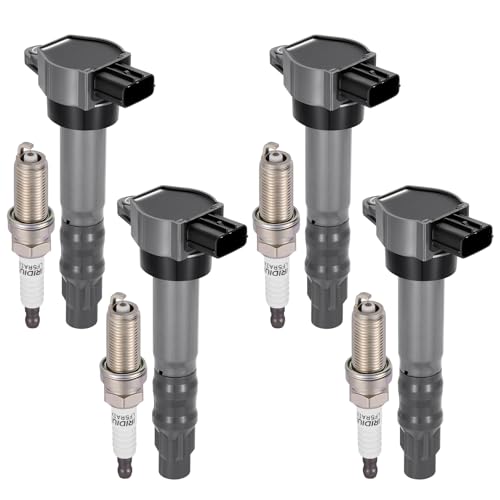 Image of 4-Pack UF532 Ignition Coils & AP5325 Spark Plugs Kit Compatible with Mitsubishi 2006-2012 Eclipse 2.4L, 2004-2012 Galant 2.4L, 2004-2006 Lancer Outlander 2.4L - Replaces 2505-307658 & more