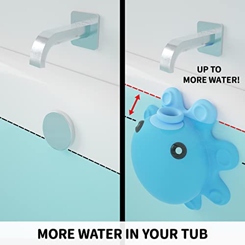 Bathtub Overflow Drain Cover Tub - Silicone Bathroom Overflow Drain Cover, Bath Tub Overflow Cover, Bathroom Spa Accessories, Adds Inches of Water for Deeper&Warmer Bath，Blue - Thumbnail 4