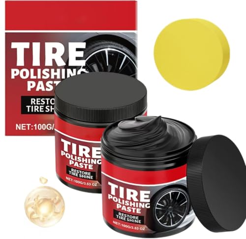 2pcs Car Tire Shine with Sponge Tire Coating Paste Tire Polishing Paste Car Tire Shine for Trucks Sedans RVs SUV