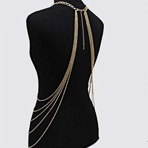 Bounzhi Harness Body Chain Bra Crossover Sexy Body Jewelry Bikini Chains Necklace For Women And Girls (Gold), Free Sizes #TOP1