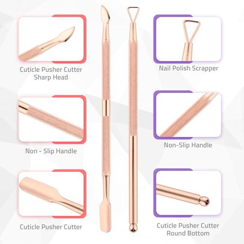 Utopia Care Aparador de cutículas com empurrador de cutícula, conjunto de aparador de cutículas, kit