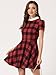Allegra K Women Plaids Contrast Peter Pan Collar Puff Sleeves above Knee Dress Medium Red