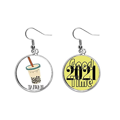 Pendientes de té de leche de Taiwán con perlas para joyería de la buena suerte